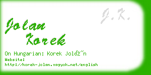 jolan korek business card